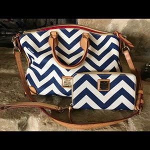 Dooney & Bourke blue chevron wallet and purse
